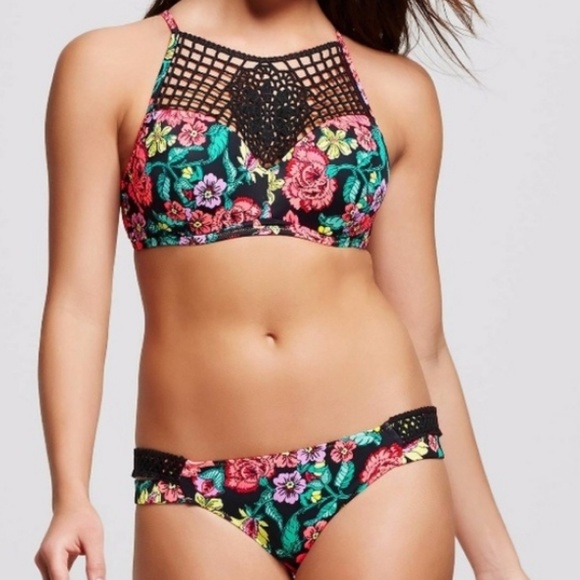 black crochet bathing suit